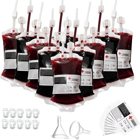 purple and blue fake blood bags|blood bag for halloween party.